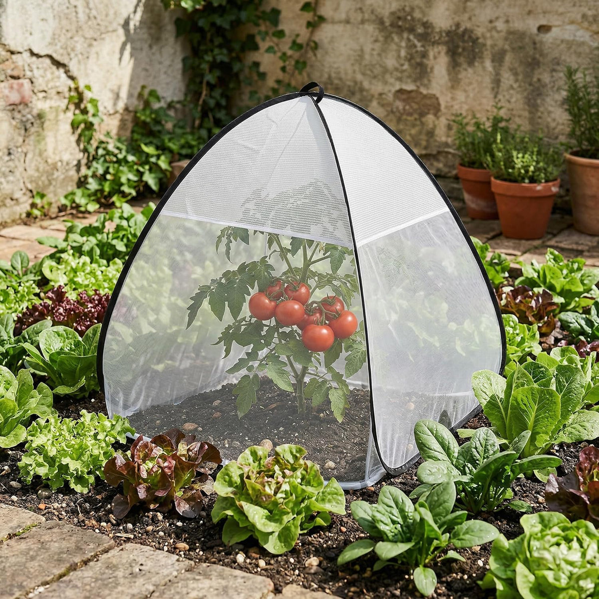2 Pcs Pop Up Garden Netting Bug and Shade Covers, 22" x 22" x 22" Plant Sun Shade Top Bird Netting Tents, Insect Barrier Sun Protection Plant Cover Tent for Outdoor Plants Vegetables Fruits (Black)