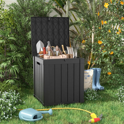 30 Gallon Outdoor Deck Box, Lockable Waterproof Outdoor Storage Boxes For Garden Tools,Indoor Cushions,Accessories Outside Storage Resin Weatherproof Container(Black)