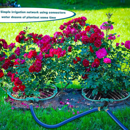 2Pcs 360° Tree Water System Tree Watering Ring 13 Inch Circle Sprinkler and Irrigation System Targeted Water with Y Hose Splitter for New Tree Outdoor Plants Raised Garden Beds Shrubs (Green, Small)