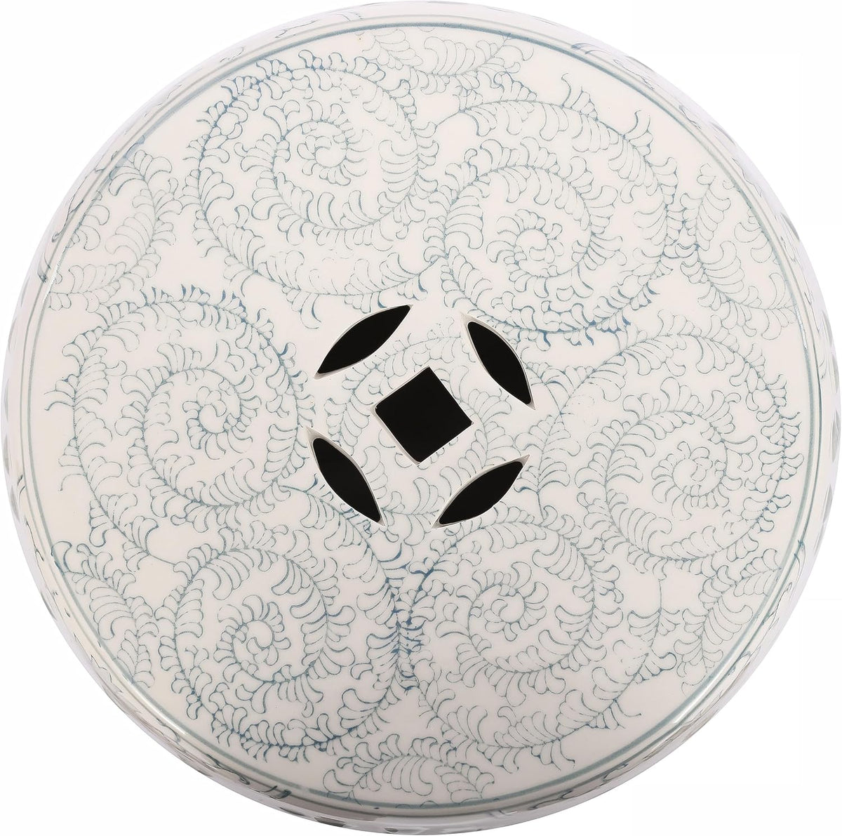 JONATHAN Y Double Happiness 18" Ceramic Garden Stool, Traditional Chinoiserie Dusty Teal and White Indoor/Outdoor Patio Drum Accent Side Table and Plant Stand TBL1013C