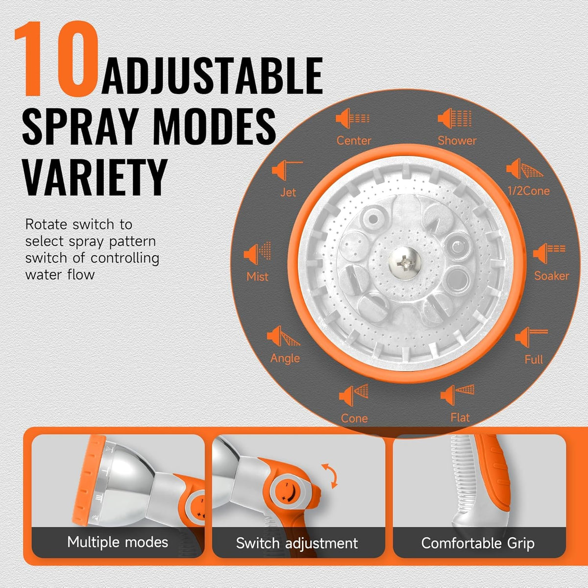 Retractable Garden Hose Reel 5/8 inch x 100 ft,Wall Mounted Heavy Duty Garden Hose Reel with 180°Swivel Bracket,Upgraded 10 Pattern Nozzle/Slow Return System(Black)