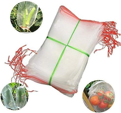 Bird Netting 23.6" Hx37.4 W Garden Netting Insect Pest Barrier,Plant Cover Fruit Tree Netting Mesh Protection Bag with Drawstring,White,5 Pack