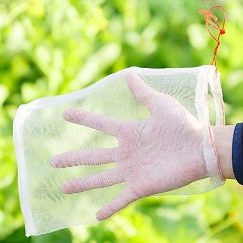 Bird Netting 23.6" Hx37.4 W Garden Netting Insect Pest Barrier,Plant Cover Fruit Tree Netting Mesh Protection Bag with Drawstring,White,5 Pack