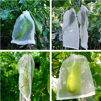 Bird Netting 23.6" Hx37.4 W Garden Netting Insect Pest Barrier,Plant Cover Fruit Tree Netting Mesh Protection Bag with Drawstring,White,5 Pack