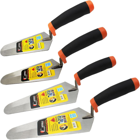 4-Pack Gauging Trowel Set, 6" & 7" & 8" & 9" Gauging Trowel Set Pointing Trowel Set with Soft Grip,Masonry Hand Tool for Brickwork, Blockwork, Stonework, Masonry ﻿ (Rounded End)
