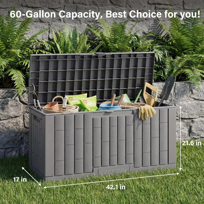 EAST OAK Outdoor Storage Box, 31 Gallon Deck Box Indoor and Outdoor Use, Waterproof Resin Storage Bin for Package Delivery, Patio Cushions, Gardening Tools, Lockable, UV Resistant, Grey