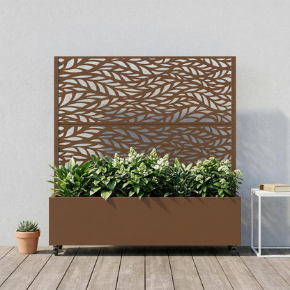 Casaphoria Metal Raised Garden Bed with Trellis and Wheels, 72"x47"x16" Planter Box for Climbing Plants, Vegetables & Vines, Features Drainage Holes and Privacy Screen (Black-Louver) - Colors C