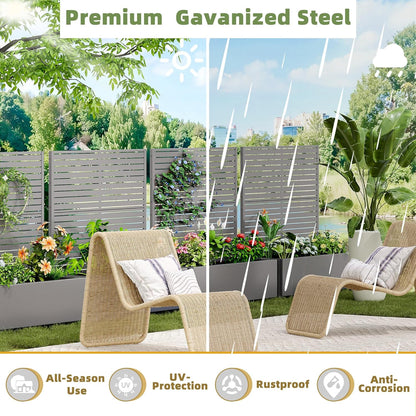 Casaphoria Metal Raised Garden Bed with Trellis and Wheels, 72"x47"x16" Planter Box for Climbing Plants, Vegetables & Vines, Features Drainage Holes and Privacy Screen (Black-Louver) - Colors A