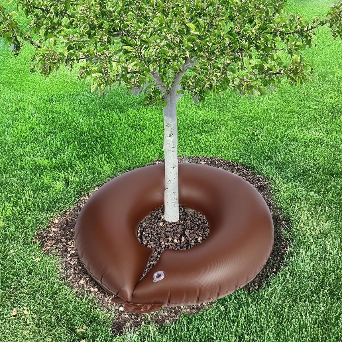 TezhiIe 3 Pack 15 Gallon Tree Watering Ring Bag, PVC Drip Irrigation Water Pouch Automatic Drip System, Watering Donuts for Trees, Deep Root & Low-Profile Slow Release Watering Bag