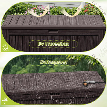 Devoko 100 Gallon Waterproof Large Resin Deck Box Indoor Outdoor Lockable Storage Container for Patio Furniture Cushions Garden Tools (100 Gallon, Black)