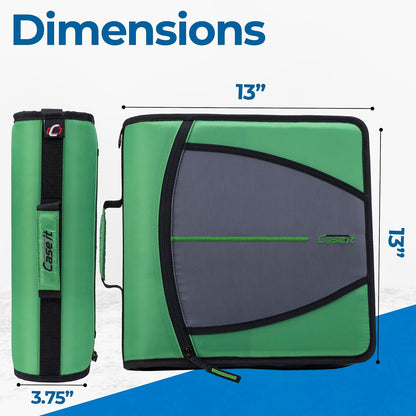 School Zipper Binder | 3-Inch O-Rings | 600-Sheet | D-146 Key Lime
