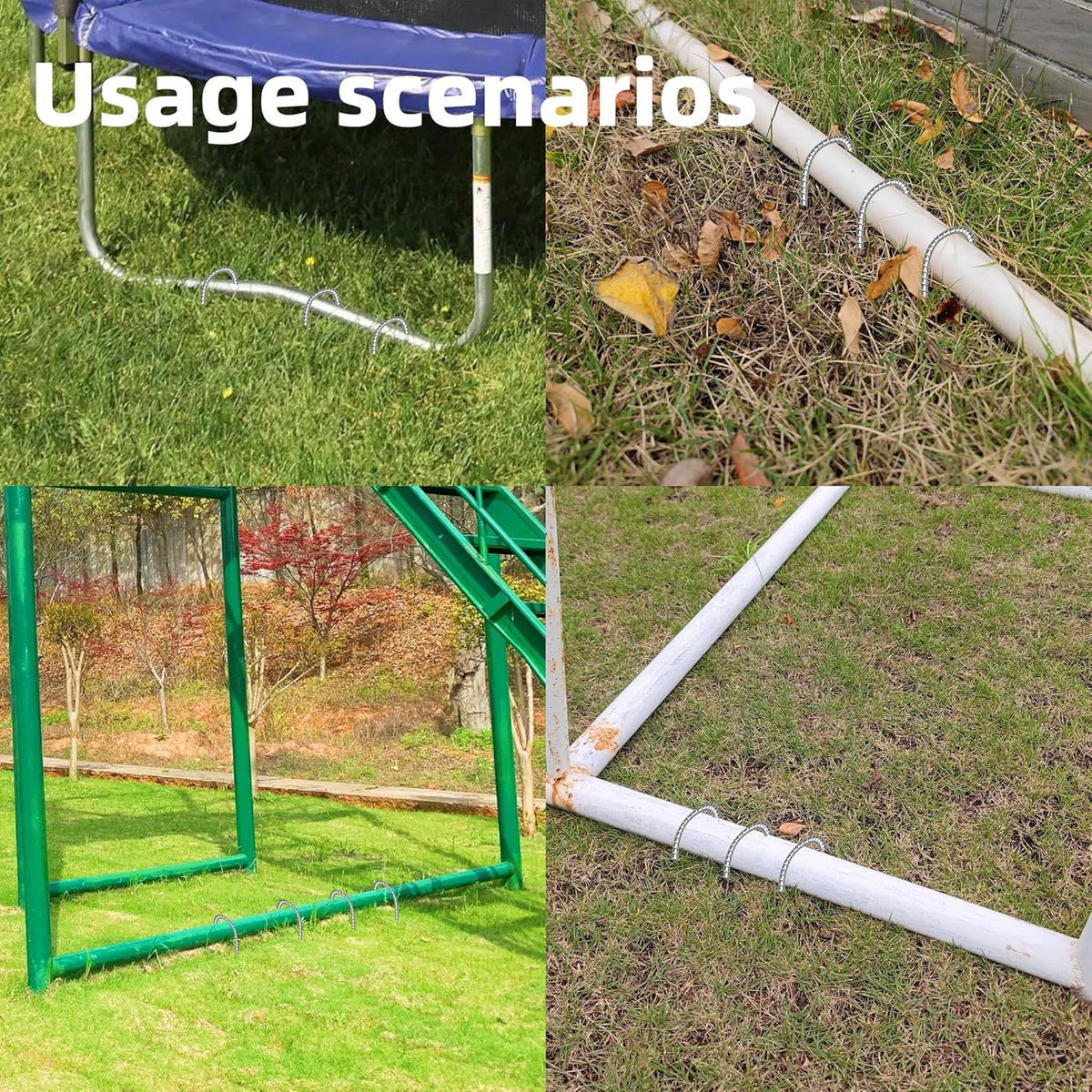 11 Pack Ground Garden Rebar Stakes Rebar 12 Inch Anti-Rust Galvanized Steel U Shape Hook Heavy Duty Ground Anchors for Tents, Position Kits,Fences, and Trampolines Landscape Fabric