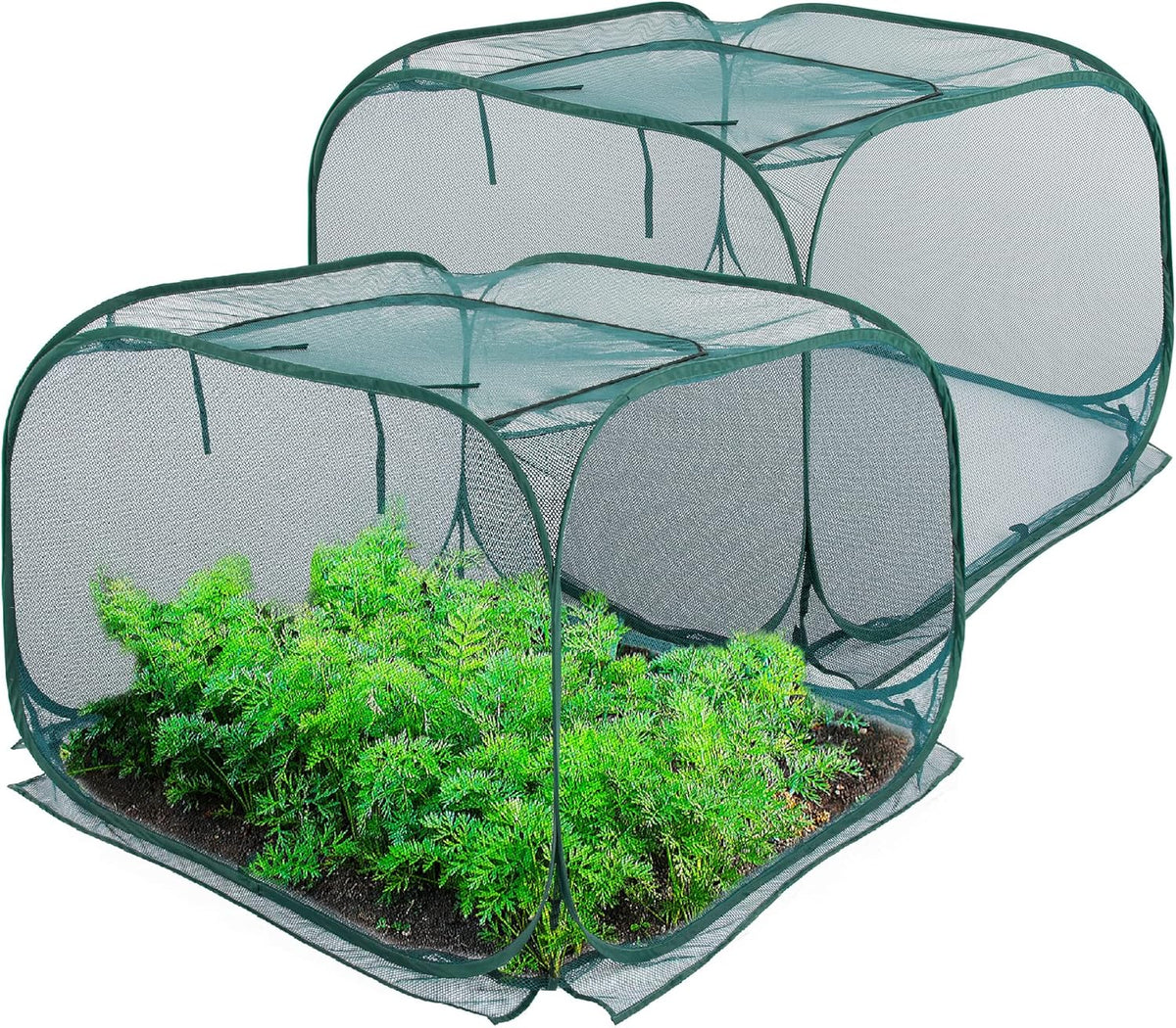 ANC POP Pop Up Mesh Plant Cover,40'' x 40'' x 30'' Plant Protector for Raised Garden & Flower Bed, Net Cage Plant Guard for Fruits, Vegetables, Seedlings and Herbs, 8 Ground Stakes for Fixing