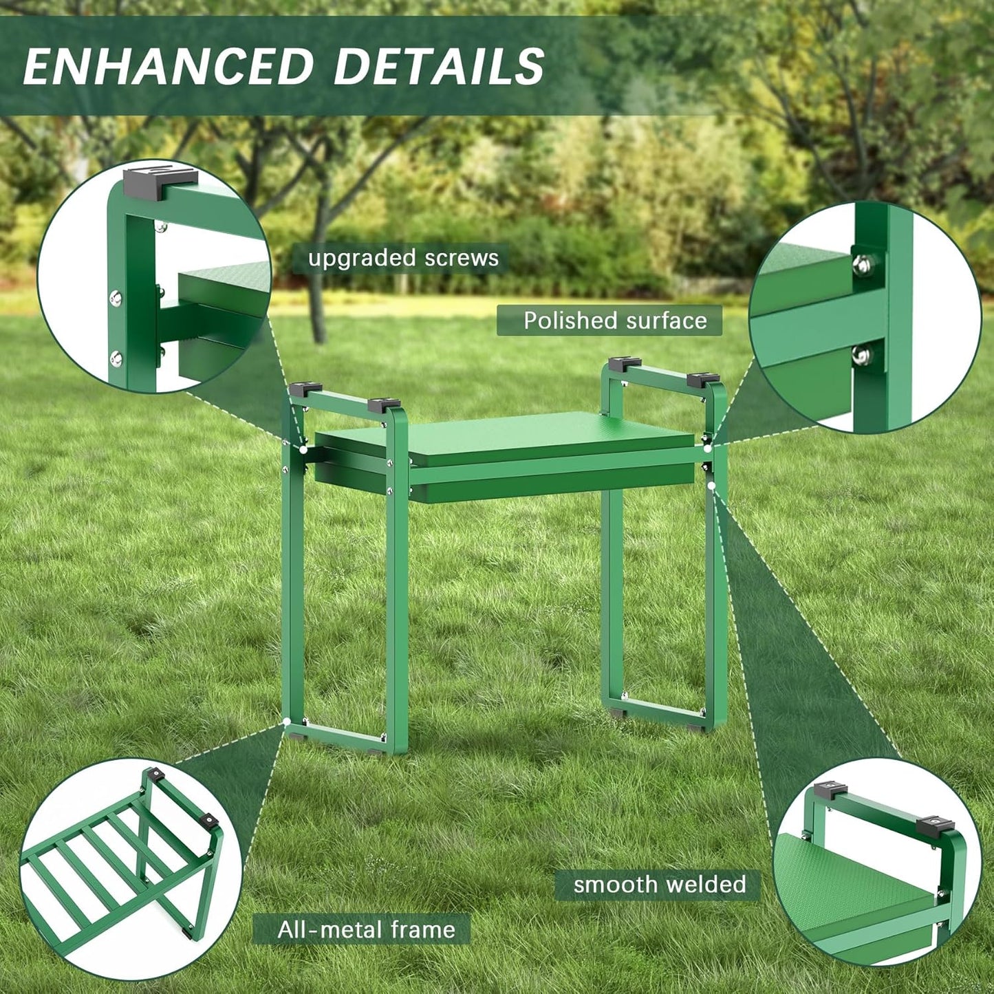 FLINTER Wider Garden Kneeler and Seat, Heavy Duty Thick Gardening Bench for Kneeling and Seat - Garden Kneelers for Seniors, Gardening Stools for Women, Grandparents, Gardeners, Black
