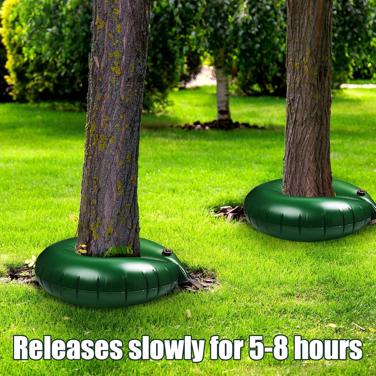 Foaincore 6 Pcs 10 Gallon Heavy Duty Tree Watering Ring PVC Drip Irrigation Deep Tree Root Watering Bag Round Trees Slow Release Water Pouch Planting Drip Irrigation Rings for Gardening Supply(Green)