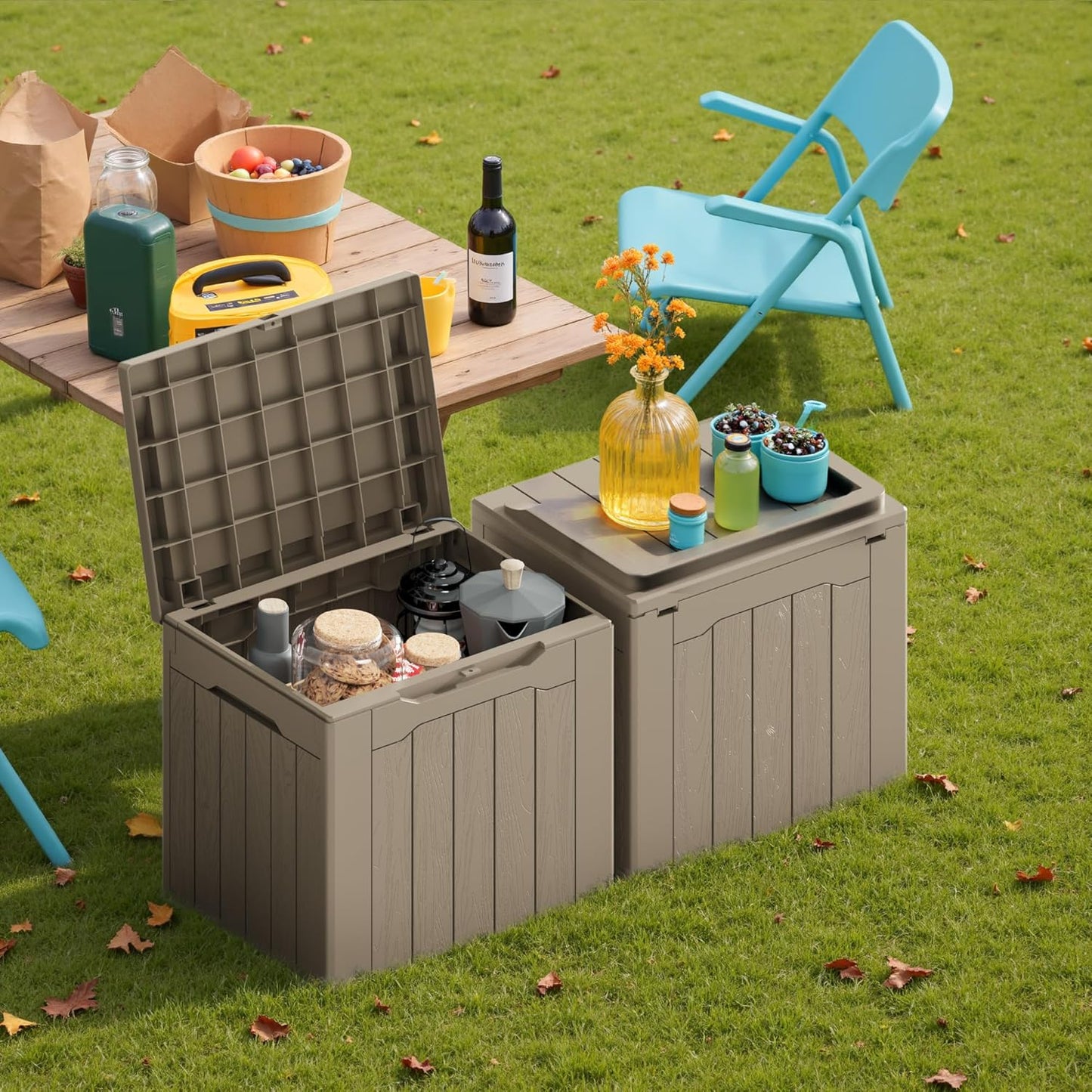 30 Gallon Resin Deck Box Waterproof Outdoor Storage Box for Patio Furniture Pool Accessories Indoor Storage for Cushion Garden Tools (30 Gallon, Black)
