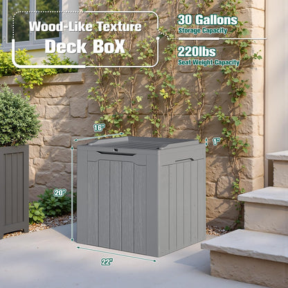 30 Gallon Resin Deck Box Waterproof Outdoor Storage Box for Patio Furniture Pool Accessories Indoor Storage for Cushion Garden Tools (30 Gallon, Black)