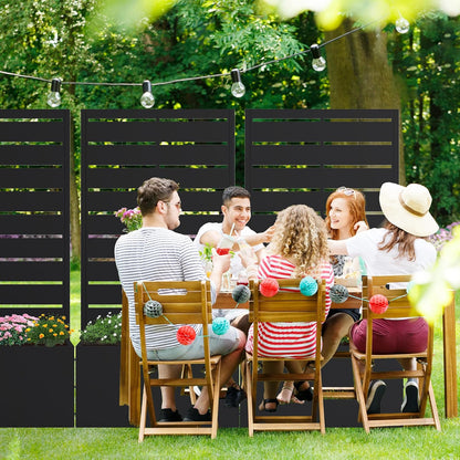 Casaphoria Metal Raised Garden Bed with Trellis and Wheels, 72"x47"x16" Planter Box for Climbing Plants, Vegetables & Vines, Features Drainage Holes and Privacy Screen (Black-Louver) - Colors D