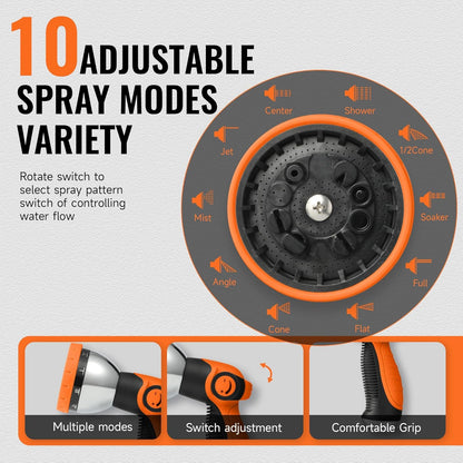 Retractable Garden Hose Reel 5/8 inch x 100 ft,Wall Mounted Heavy Duty Garden Hose Reel with 180°Swivel Bracket,Upgraded 10 Pattern Nozzle/Slow Return System(Black)