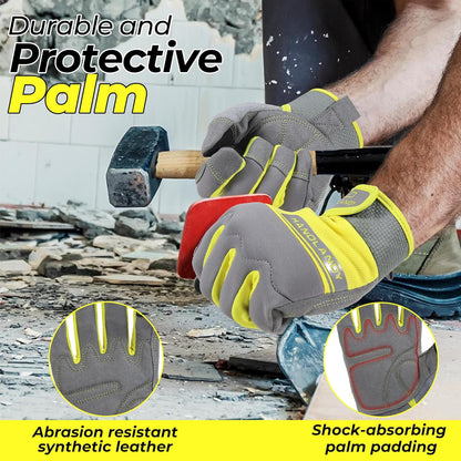 Work Gloves for Men & Women, Utility Mechanic Working Gloves Touch Screen, Flexible Gardening Gloves for Yard