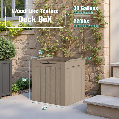 30 Gallon Resin Deck Box Waterproof Outdoor Storage Box for Patio Furniture Pool Accessories Indoor Storage for Cushion Garden Tools (30 Gallon, Black)
