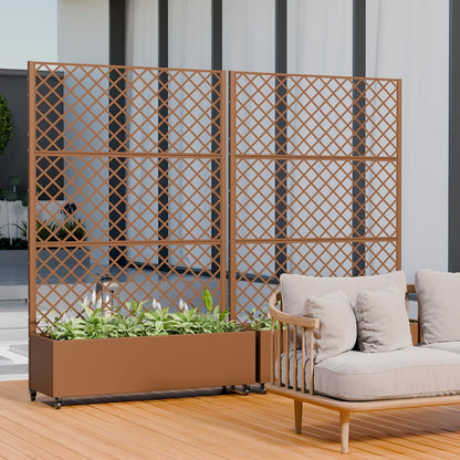 Casaphoria Metal Raised Garden Bed with Trellis and Wheels, 72"x47"x16" Planter Box for Climbing Plants, Vegetables & Vines, Features Drainage Holes and Privacy Screen (Black-Louver) - Colors A
