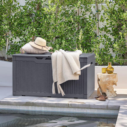 30 Gallon Resin Deck Box Waterproof Outdoor Storage Box for Patio Furniture Pool Accessories Indoor Storage for Cushion Garden Tools (30 Gallon, Black)