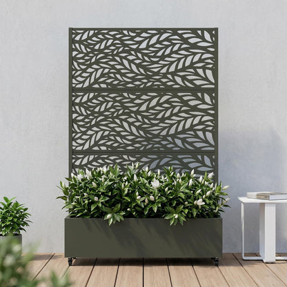 Casaphoria Metal Raised Garden Bed with Trellis and Wheels, 72"x47"x16" Planter Box for Climbing Plants, Vegetables & Vines, Features Drainage Holes and Privacy Screen (Black-Louver) - Colors D