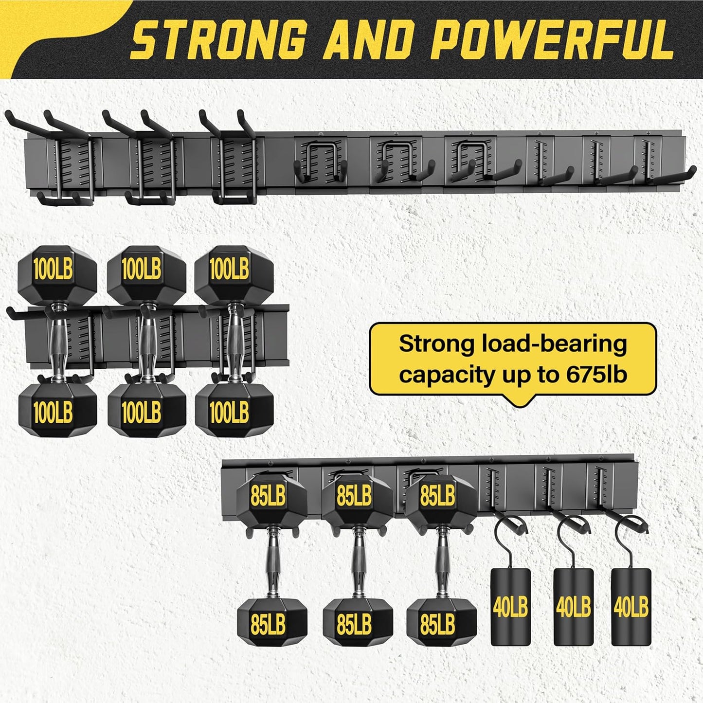 klasit Garage Wall Organizer,15Pack Carries 675 lbs,Garden Tool Organizer 48in With Large Storage Space,Easy Assembly, Sturdy Design,for Efficient Tool Storage Garage Organization | Carries 675 lbs