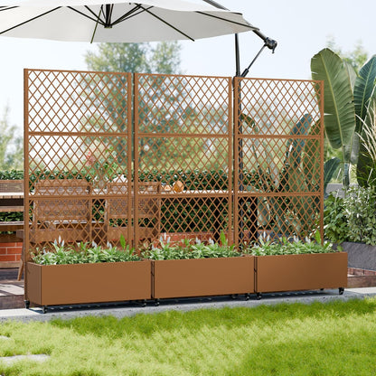 Casaphoria Metal Raised Garden Bed with Trellis and Wheels, 72"x47"x16" Planter Box for Climbing Plants, Vegetables & Vines, Features Drainage Holes and Privacy Screen (Black-Louver) - Colors A