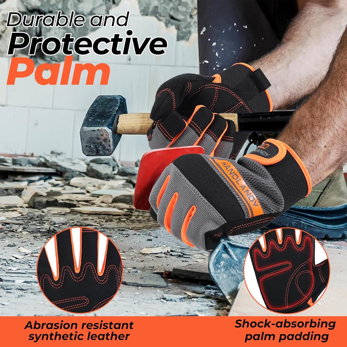 Work Gloves for Men & Women, Utility Mechanic Working Gloves Touch Screen, Flexible Gardening Gloves for Yard