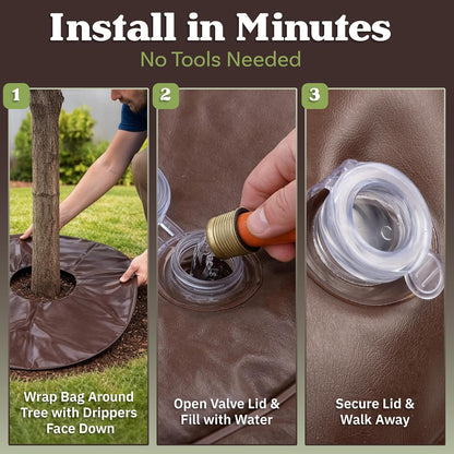 15 Gallon Tree Watering Ring - Heavy Duty PVC Round Reusable Refillable Automatic Drip Irrigation System for Shrubs, Sapling, or Small Tree Watering Bags Slow Release by Pure Garden