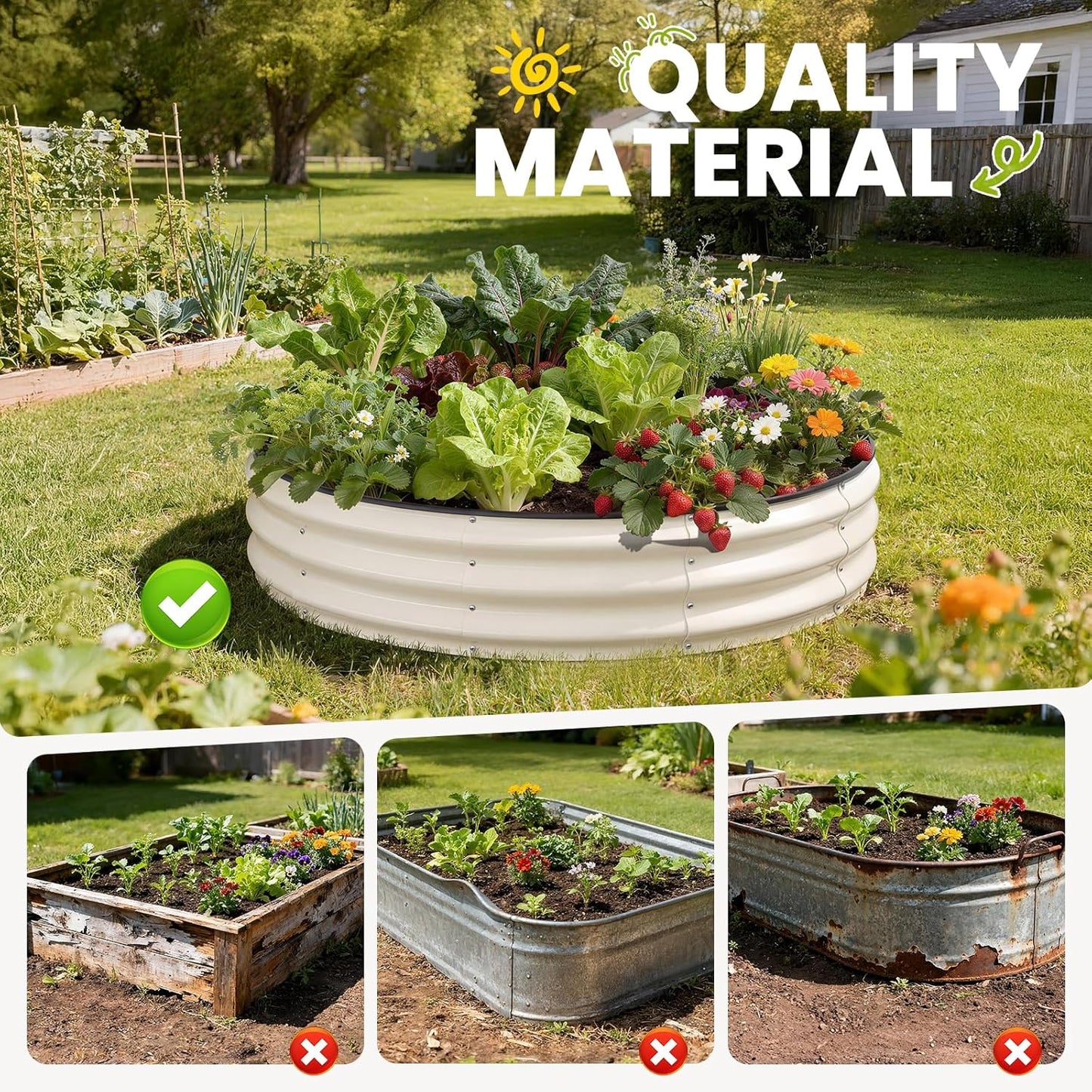 Pattiumo Galvanized Raised Garden Bed 4×4×1 FT, Round Metal Raised Garden Bed Outdoor Planter Box with Open Bottom, Rust-Resistant Steel Garden Bed for Vegetables Herbs Flowers, Easy Assembly