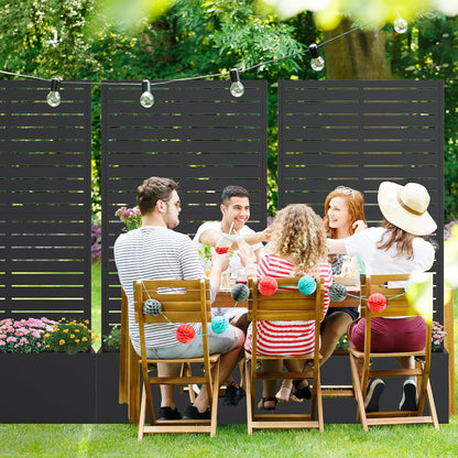 Casaphoria Metal Raised Garden Bed with Trellis and Wheels, 72"x47"x16" Planter Box for Climbing Plants, Vegetables & Vines, Features Drainage Holes and Privacy Screen (Black-Louver) - Colors D