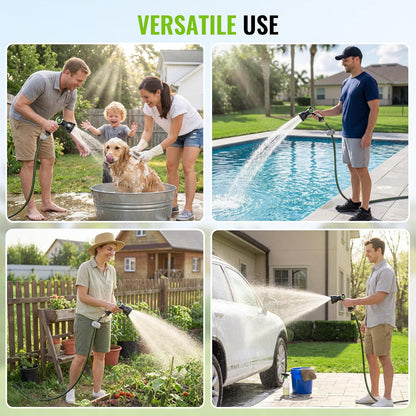 Retractable Garden Hose Reel 1/2 in x 100 ft, Heavy Duty Water Hose Reel with 10 Patterns Nozzle, Any Length Lock & Slow Rewind System, 180 Swivel Bracket Wall Mounted