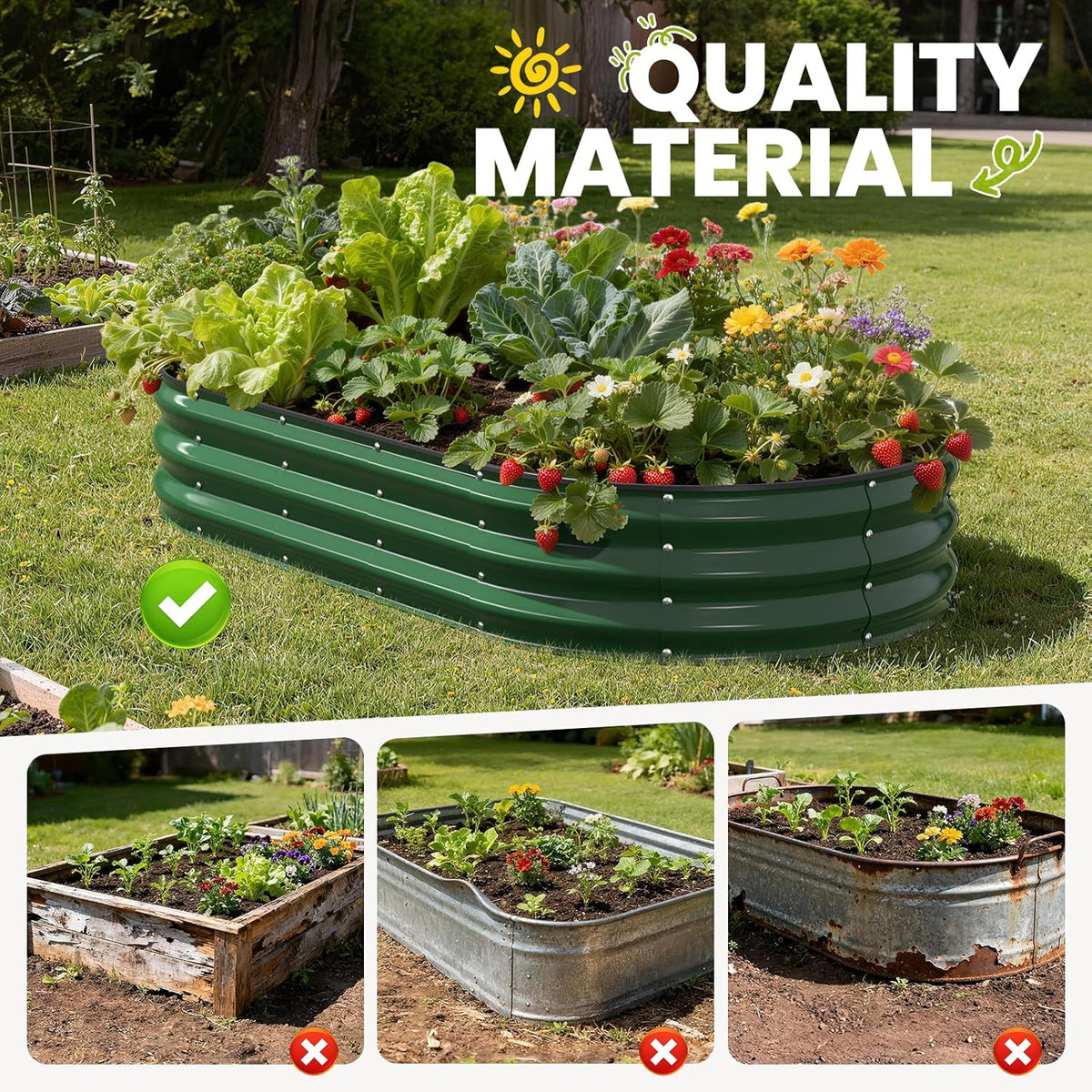 Pattiumo Galvanized Raised Garden Bed 4×4×1 FT, Round Metal Raised Garden Bed Outdoor Planter Box with Open Bottom, Rust-Resistant Steel Garden Bed for Vegetables Herbs Flowers, Easy Assembly