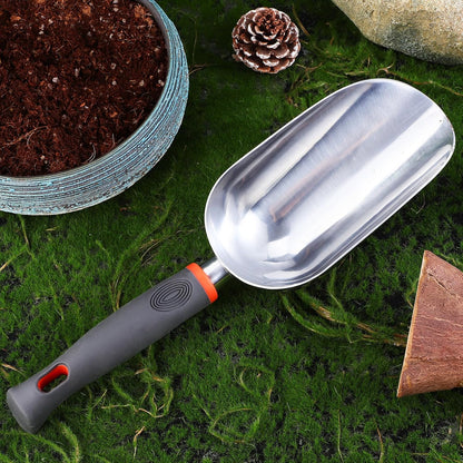 GANAZONO Aluminum Garden Shovel 13.77In Lightweight Handheld Soil Scoop and Ice Scoop for Gardening and Freezer Use Ergonomic Grip Durable Multi-Functional Tool