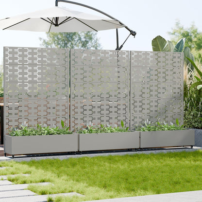Casaphoria Metal Raised Garden Bed with Trellis and Wheels, 72"x47"x16" Planter Box for Climbing Plants, Vegetables & Vines, Features Drainage Holes and Privacy Screen (Black-Louver) - Colors C