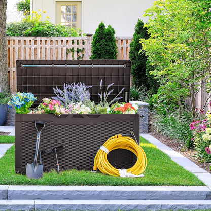 30 Gallon Resin Deck Box Waterproof Outdoor Storage Box for Patio Furniture Pool Accessories Indoor Storage for Cushion Garden Tools (30 Gallon, Black)