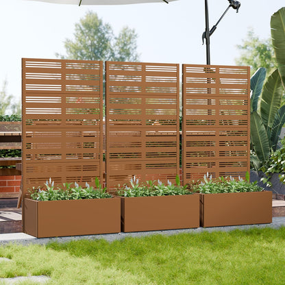 Casaphoria Metal Raised Garden Bed with Trellis and Wheels, 72"x47"x16" Planter Box for Climbing Plants, Vegetables & Vines, Features Drainage Holes and Privacy Screen (Black-Louver) - Colors B