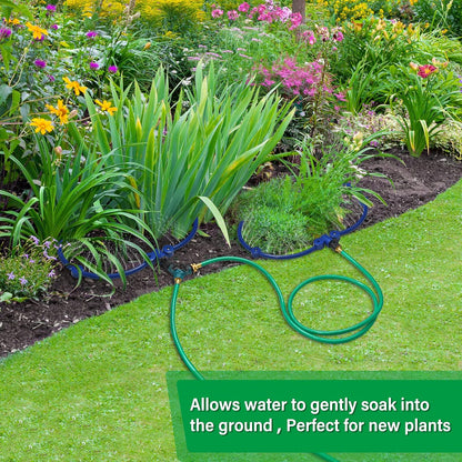 ZZM 360°Tree Water System Tree Watering Ring Circle Sprinkler and Irrigation System Targeted Water with Y Hose Splitter for New Tree Outdoor Plants Raised Garden Beds Shrubs (Small)