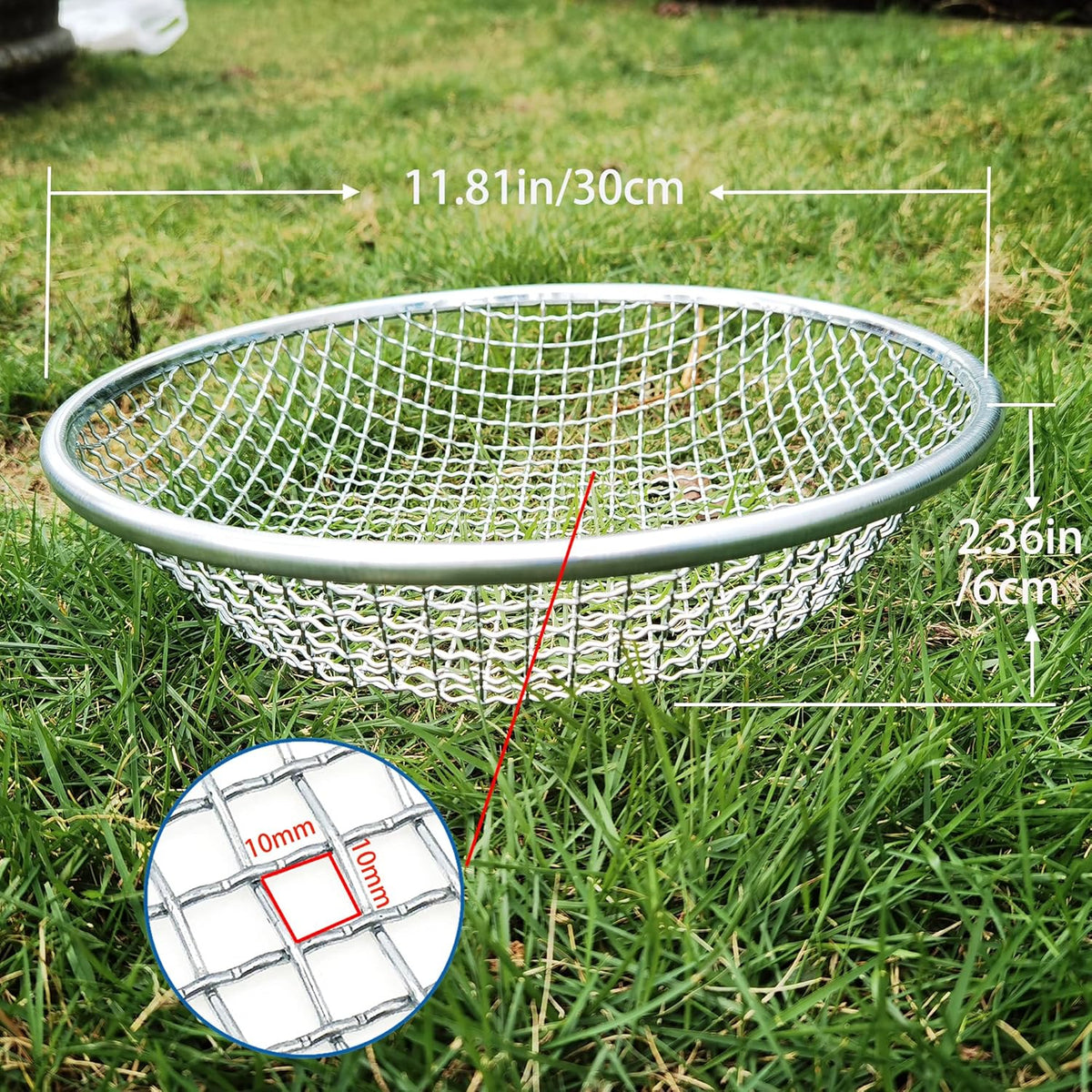 2PCS YUEBM Gardening Sand Soil Compost Sifter Perfect for 5 Gallon Bucket, 1/4 Inch Mesh, 1/8 Inch Mesh