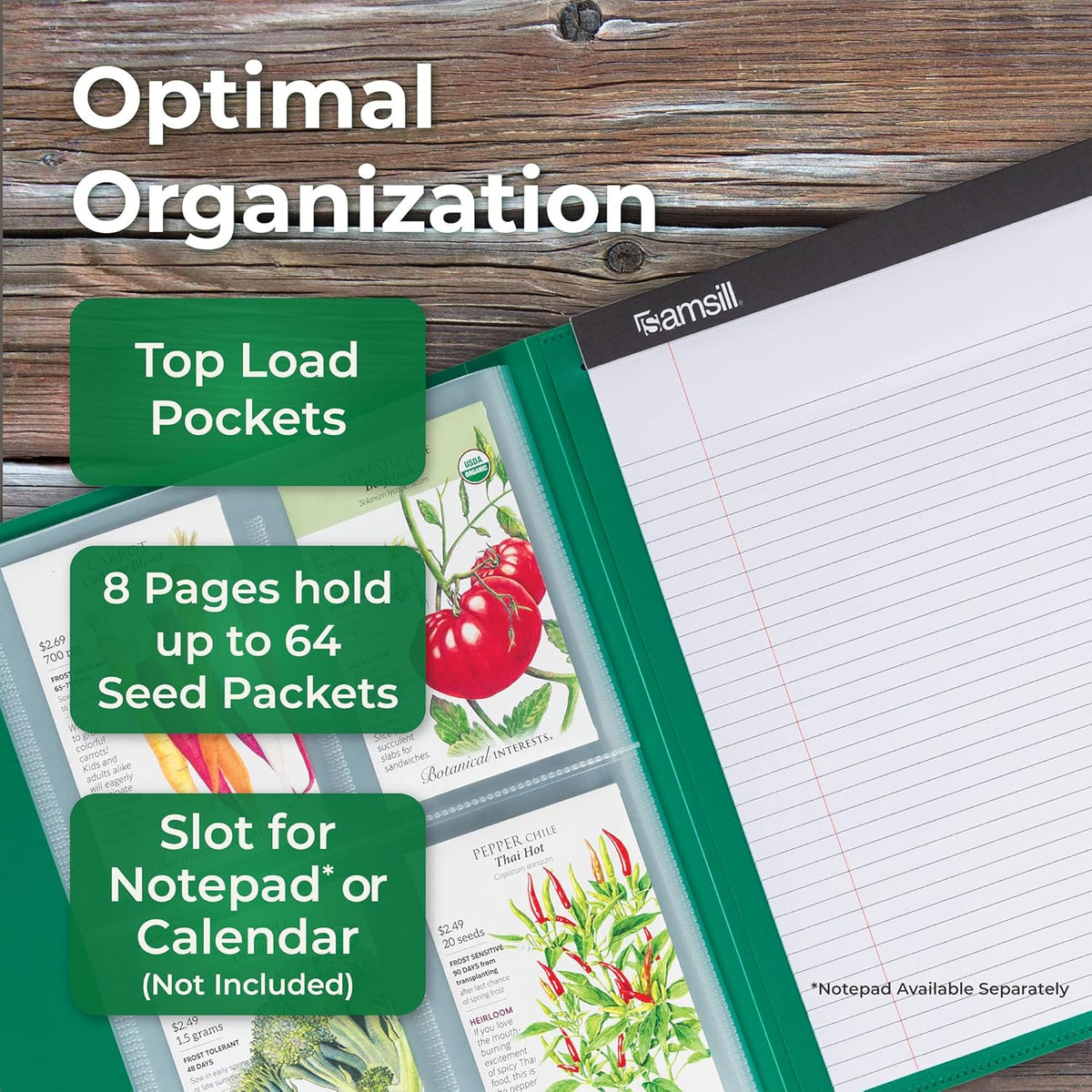 Samsill 50 Pack Heavy Weight 4 Pocket Garden Seeds Storage Clear Sheet Protectors, Seed Organizer, Each Pocket Measures 3.5" x 5.25", Fits in Standard 3 Ring Binder