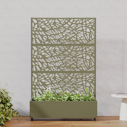 Casaphoria Metal Raised Garden Bed with Trellis and Wheels, 72"x47"x16" Planter Box for Climbing Plants, Vegetables & Vines, Features Drainage Holes and Privacy Screen (Black-Louver) - Colors A