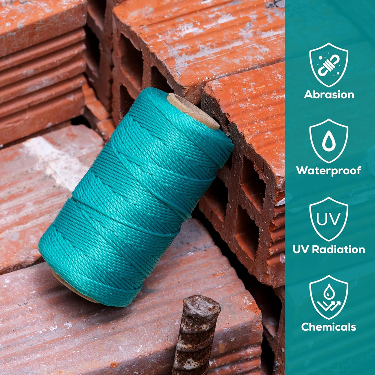 Mason Line String Reel 260FT, 390FT, 780FT, 1500FT, 2300FT, Durable Construction Twine for Laying Bricks, Blocks, Fences in Gardening, DIY & Landscaping Projects (Orange, 262 Ft)
