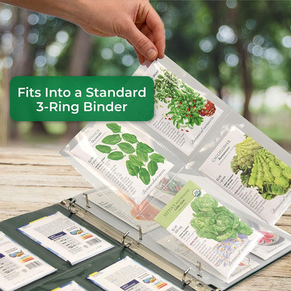 Samsill 50 Pack Heavy Weight 4 Pocket Garden Seeds Storage Clear Sheet Protectors, Seed Organizer, Each Pocket Measures 3.5" x 5.25", Fits in Standard 3 Ring Binder