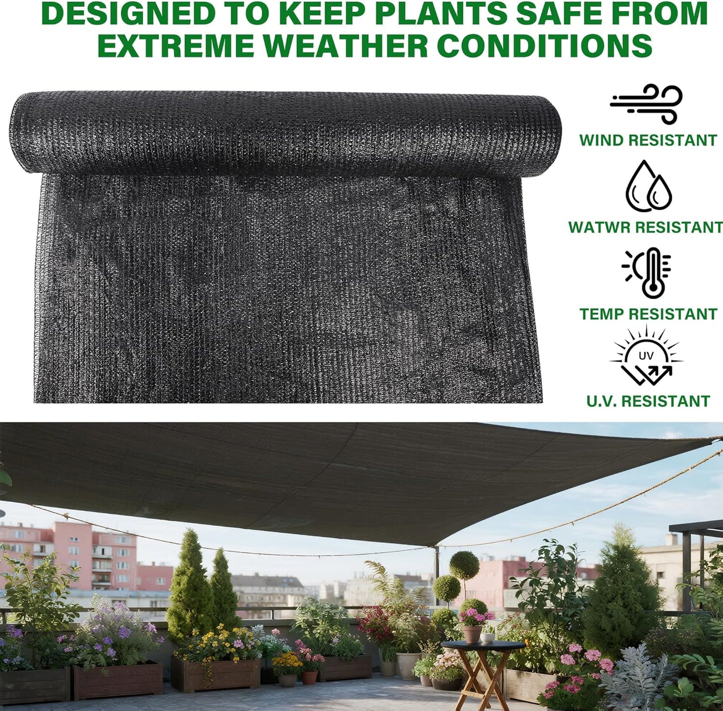 winemana 70% Shade Cloth 10x20 FT - Durable UV Blocking Mesh Tarp for Garden, Patio, Greenhouse & Chicken Coop - Sun Shade Cover with Grommets for Plants, Dog Kennel, Outdoor Use