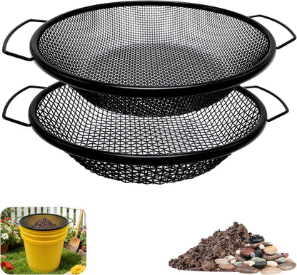 3PCS Soil Sifter for Gardening, Rock Sifter for 5gallon Bucket, Dirt Sifter Compost Sifter, Sifter for Gravel Sawdust Vermicompost, 3mm, 6mm,8mm, Soil Sifter with Handle