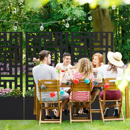 Casaphoria Metal Raised Garden Bed with Trellis and Wheels, 72"x47"x16" Planter Box for Climbing Plants, Vegetables & Vines, Features Drainage Holes and Privacy Screen (Black-Louver) - Colors B