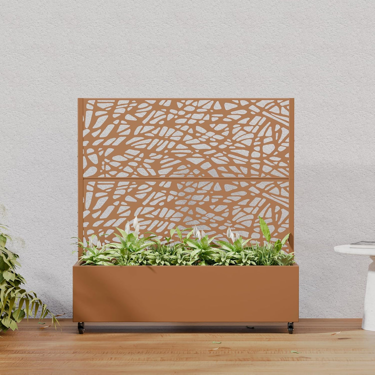 Casaphoria Metal Raised Garden Bed with Trellis and Wheels, 72"x47"x16" Planter Box for Climbing Plants, Vegetables & Vines, Features Drainage Holes and Privacy Screen (Black-Louver) - Colors B